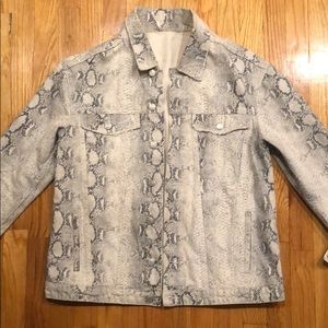 Free People Snake Skin Print Jean Jacket